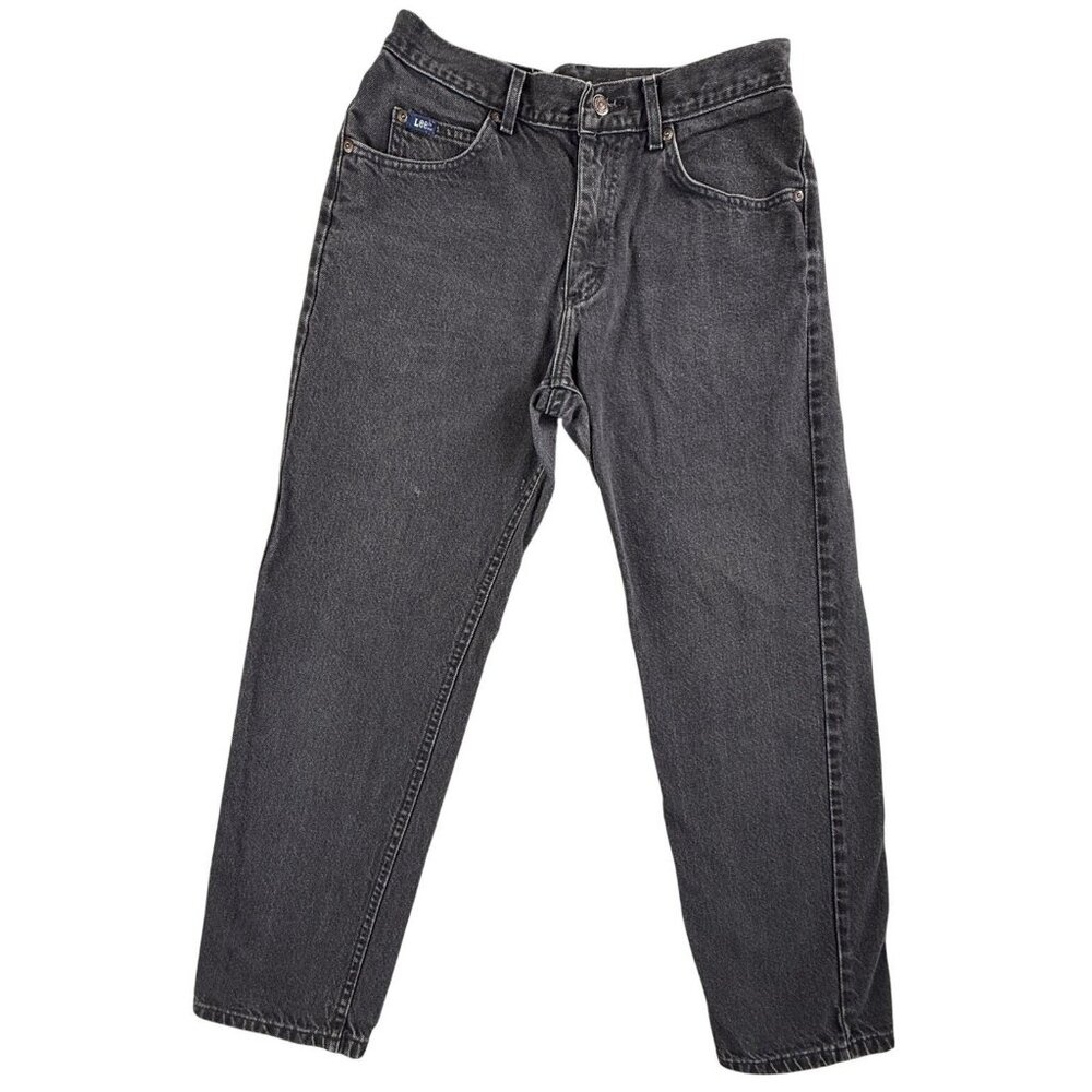 Vintage Lee Jeans Mens 31x30 Black Tapered Leg Cotton Faded Denim 90s Y2K Grunge